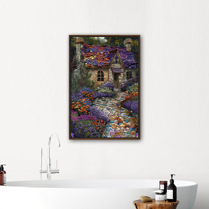 Print of mosaic of crushed glass and lavender - Ethereal Elegance