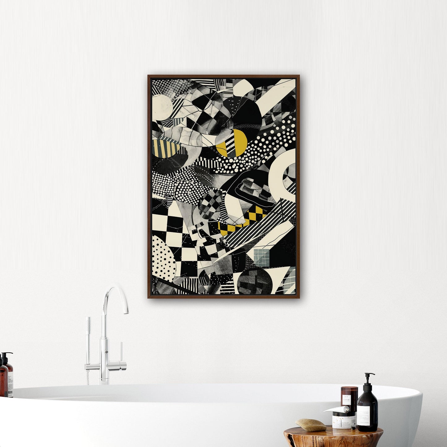 Black and White Geometric Abstract Painting - Cosmic Chaos