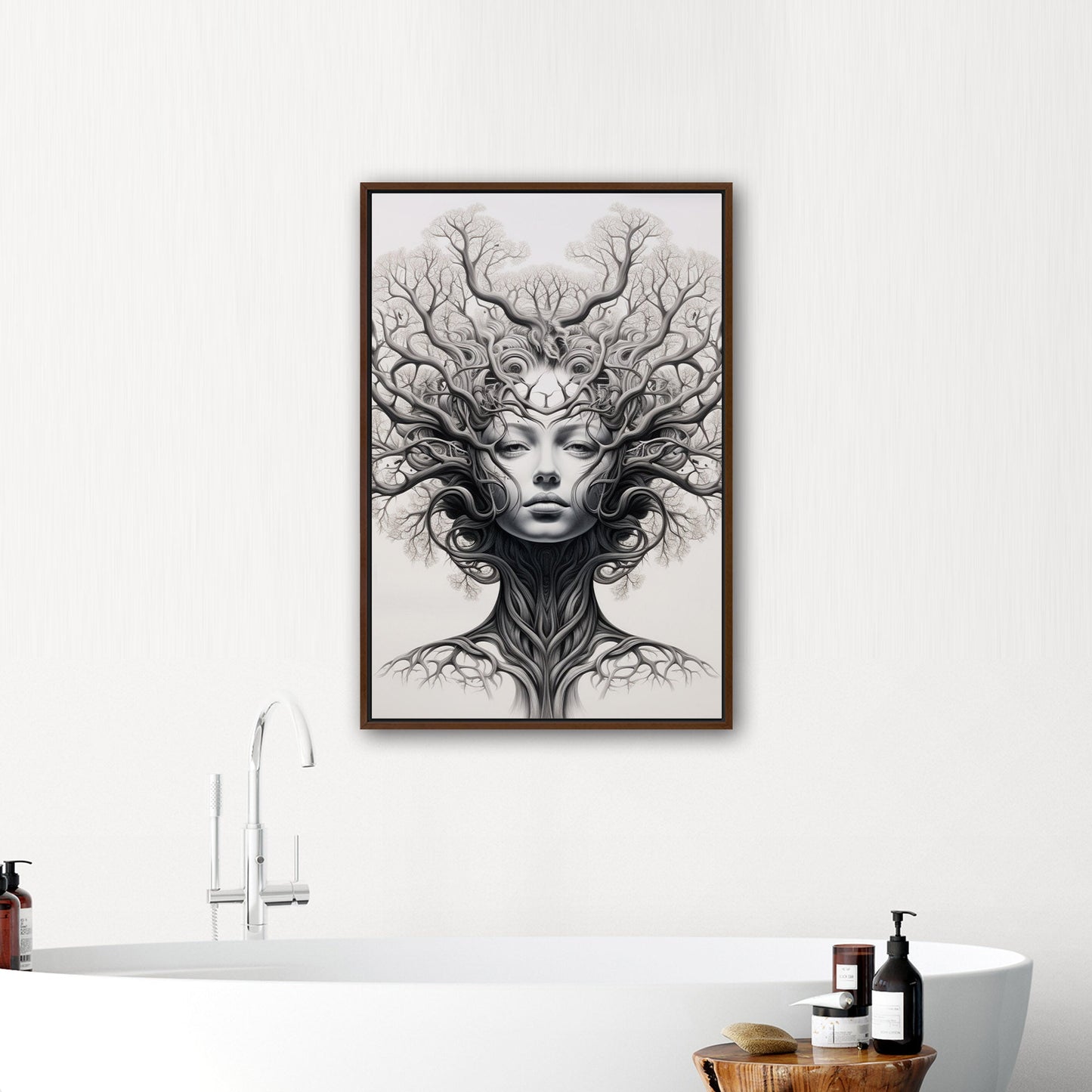 Sleek black and white tree artwork, elegance - Botanical Noir