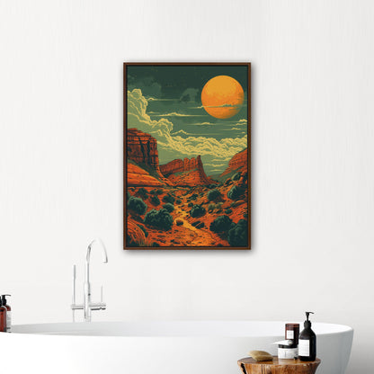 Red Rocks Desert Stylized Illustration - Red Reverie