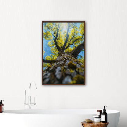 Photorealistic View of Tree Trunk, Branches and Sky - Enchanted Tree Under Sunlit Sky