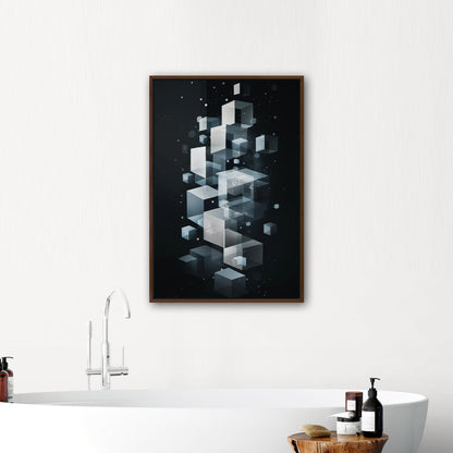 Abstract Geometric art for Office - Ethereal Cubic Serenity