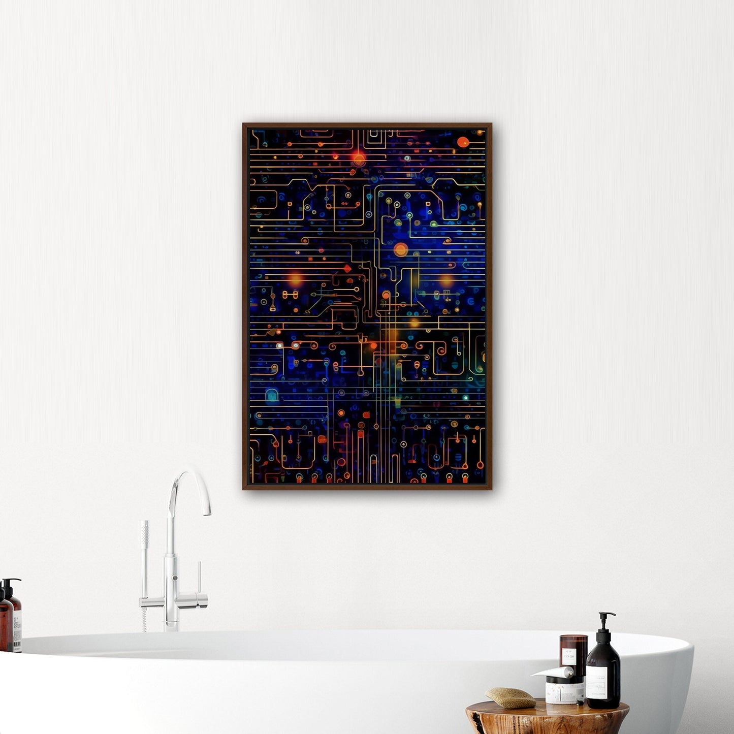 Impressionistic Circuit Board Painting - Binary Circuitry Revival