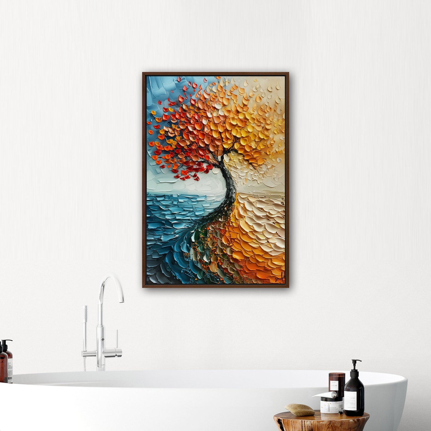 Stylized Tree of Life in Blues and Orange - Energy Elation