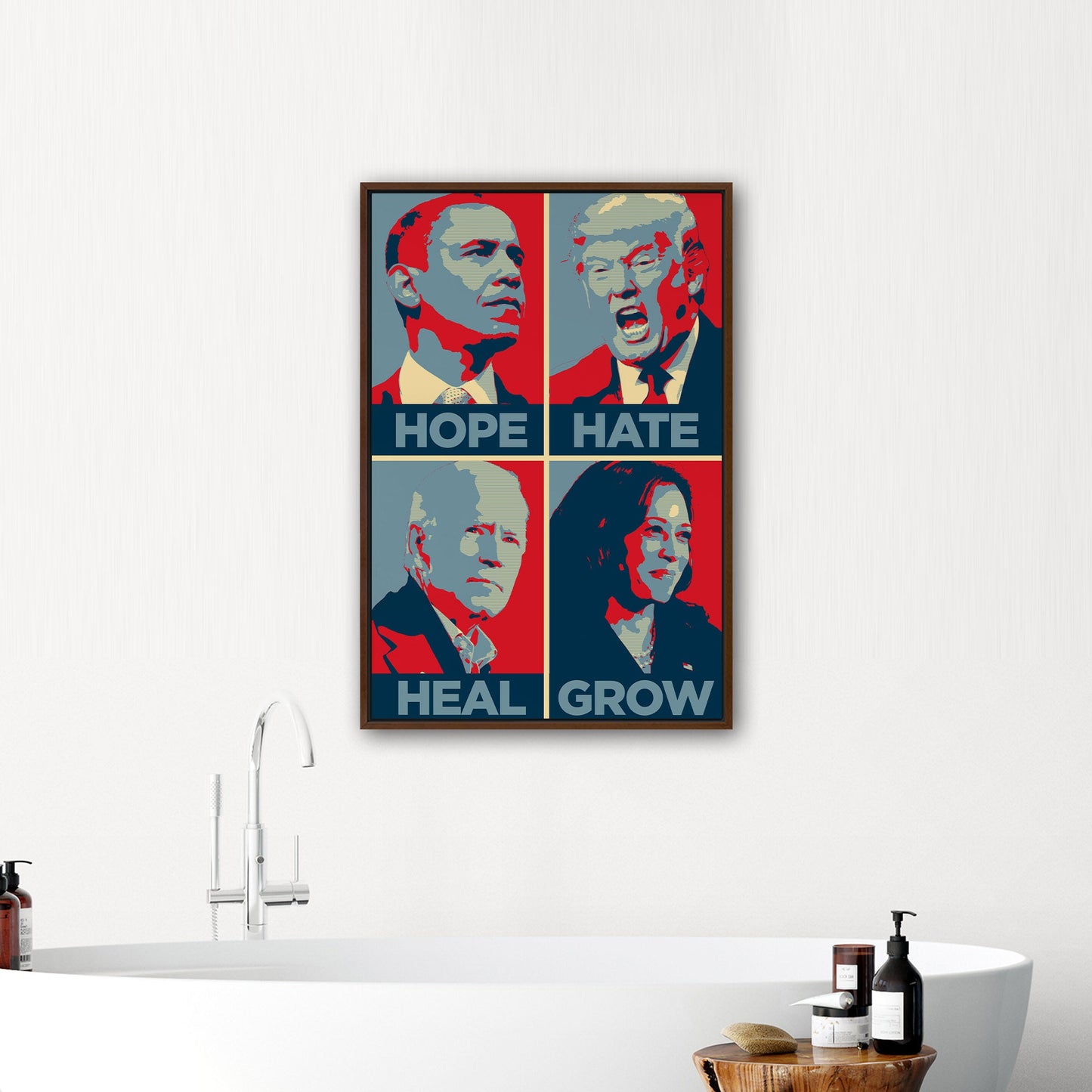 Obama, Trump, Biden, Harris - Hope, Hate, Heal, Grow Hope-style Poster 2024 Presidential Election