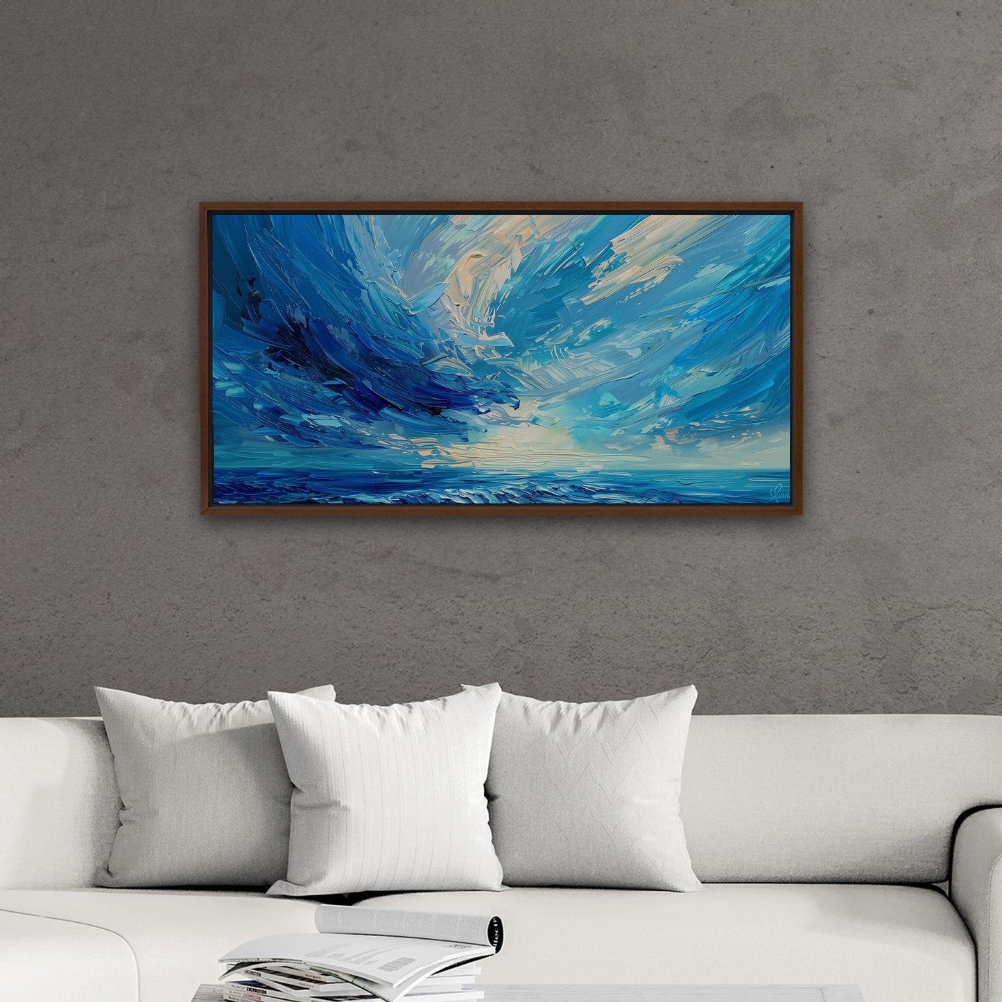 Elevate your space with this mesmerizing - Vibrant Abstract Ocean Brushstroke Art