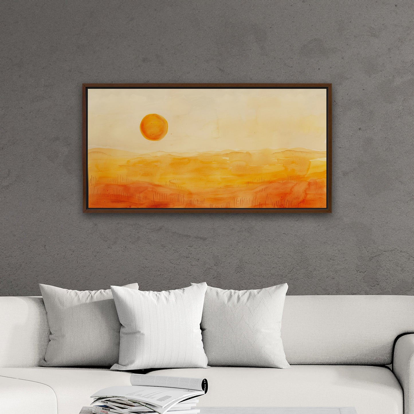 Tranquil desert vista in watercolor - Sunset Serenity