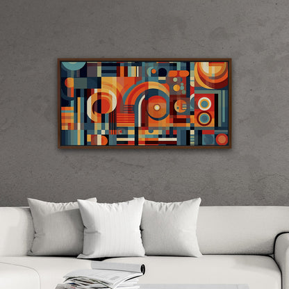 Geometric Shapes Abstract in Blues and Oranges - Geometric Illusion Harmony