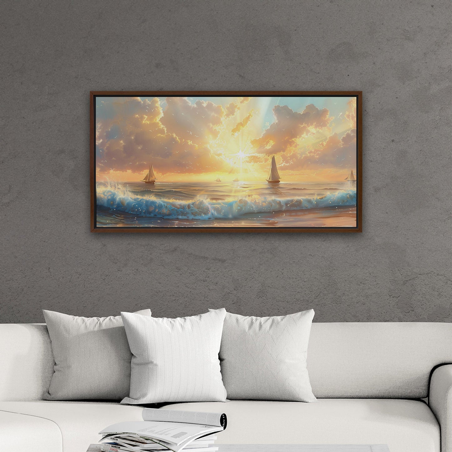 Tranquil coastal paradise, serene landscape, vibrant colors - Modern Coastal Serenity - Oasis