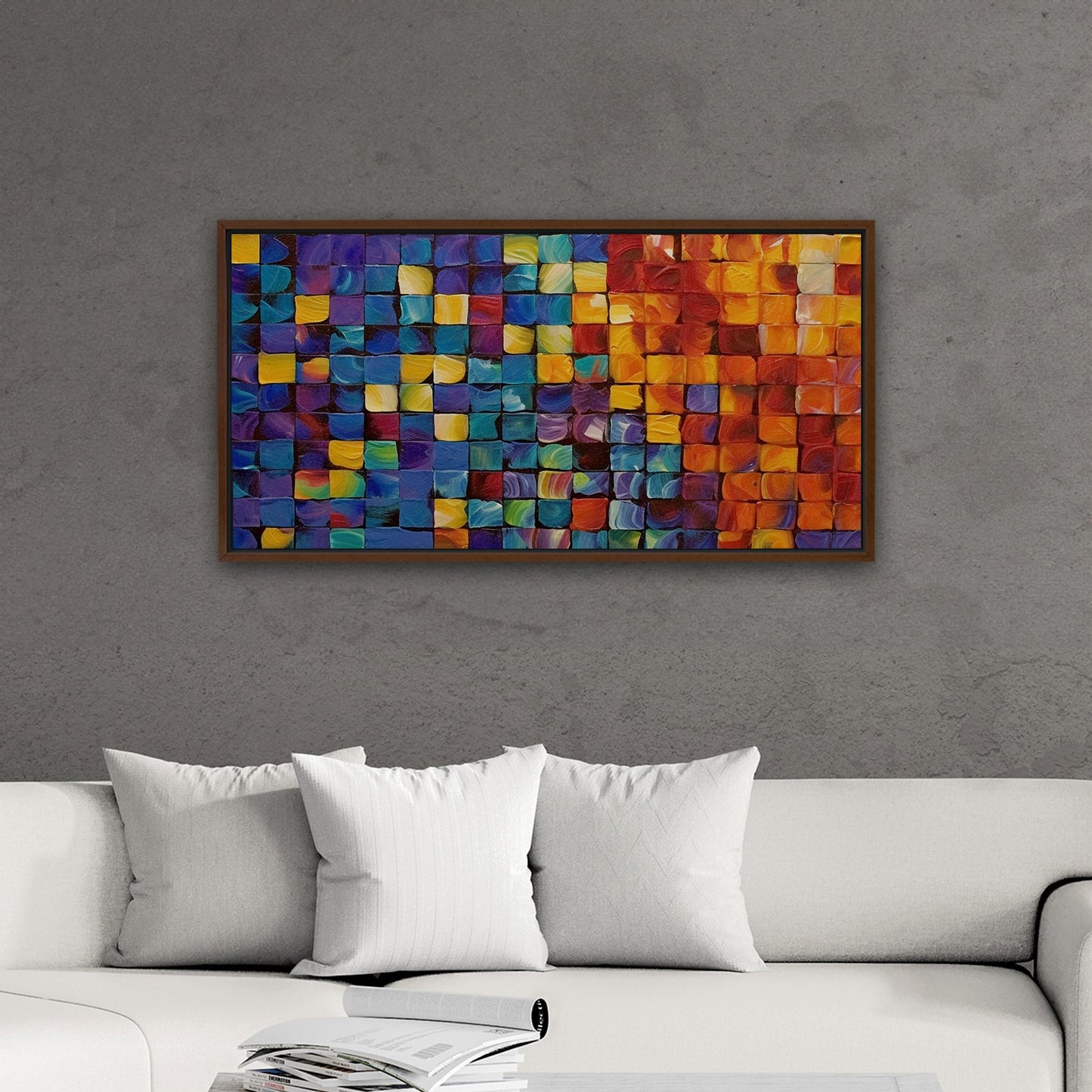 Colorful abstract squares textured painting - Formation Function