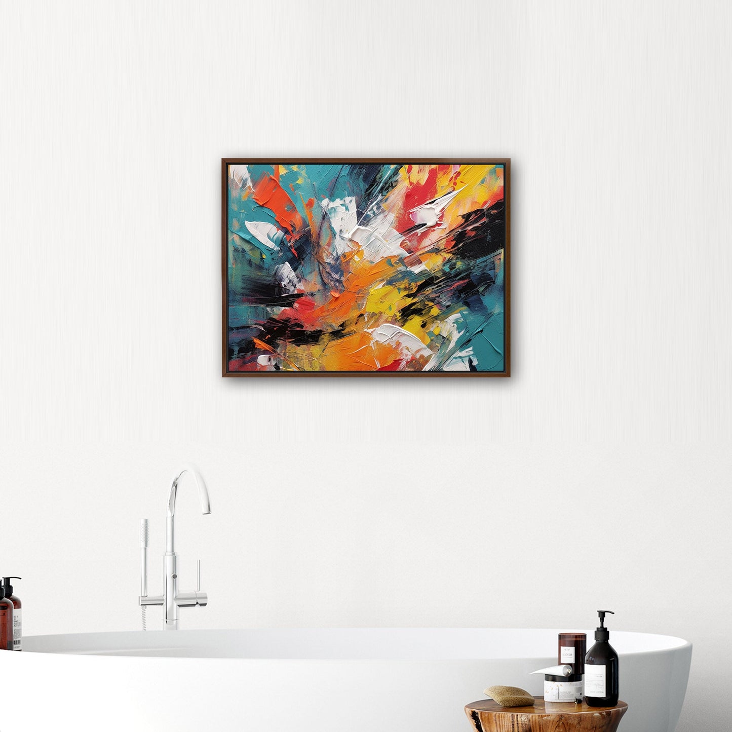 Abstract Oil Painting in Bright Colors - Vivid Burst of Abstract Energy