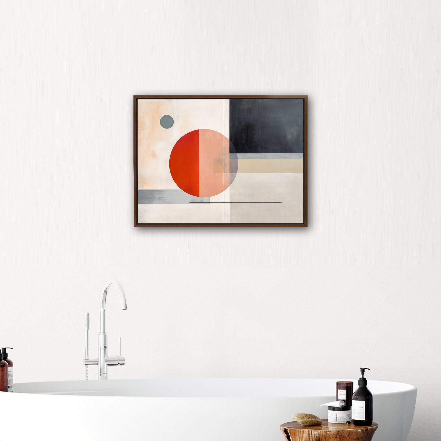 Geometric Minimal Abstract Shapes in Black, White and Red - Ethereal Whispers