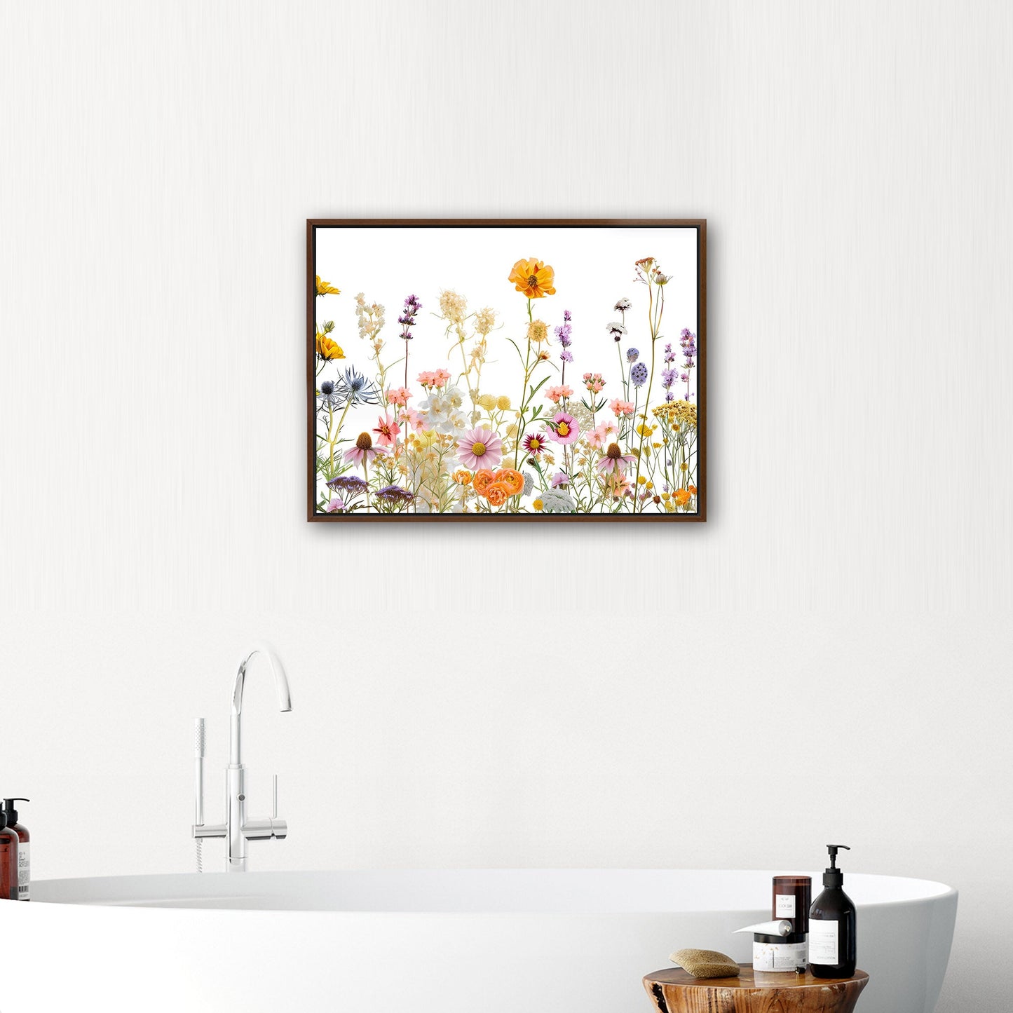 Whimsical Watercolor Wildflowers on White Background - Bright Flower Life