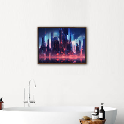 Cityscape Painting of Futuristic Skyline - Neon Cyber Cityscape