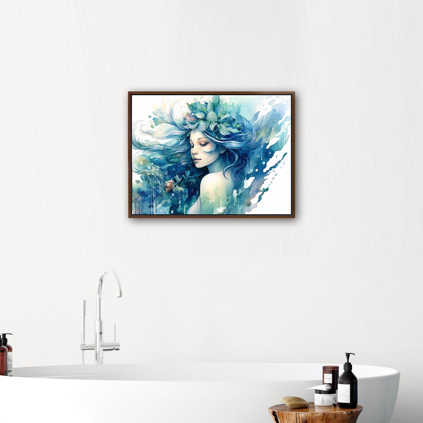 Description: High-quality ethereal watercolor mermaid art - Enchanting Mystical Mermaid