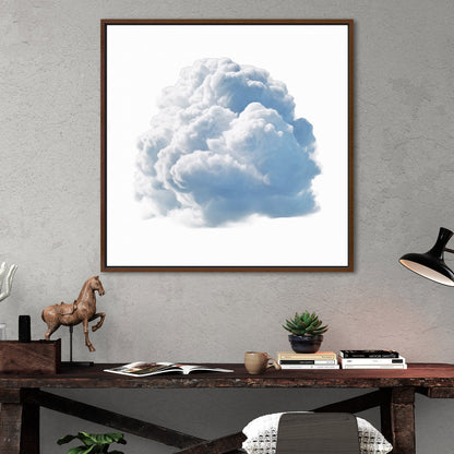 Single White Cloud on White Background Nursery Art - Heavenly White Serenity