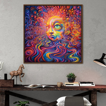 Psychedelic Portrait of an Enlightened Being - Vibrant Cosmic Revolution