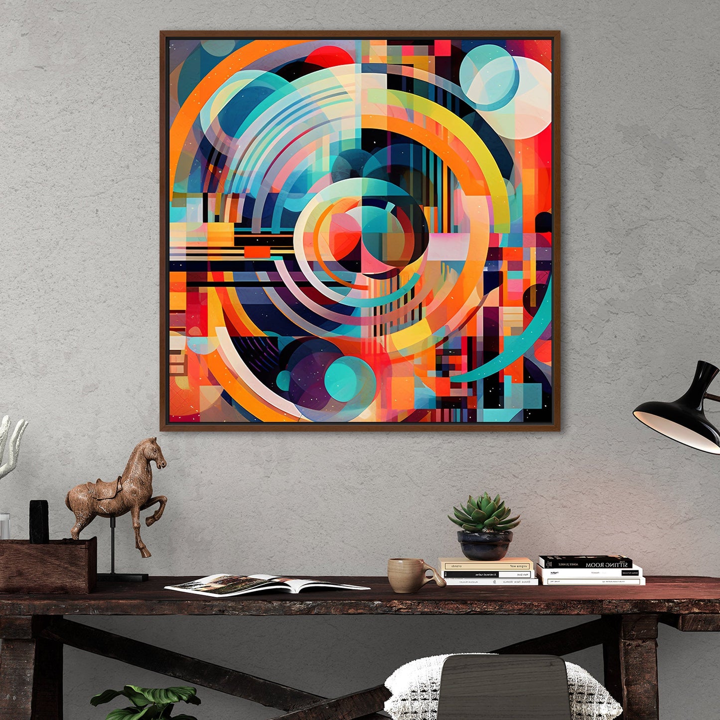 Colorful Geometric Abstract Painting - Electric Dreams in Technicolor