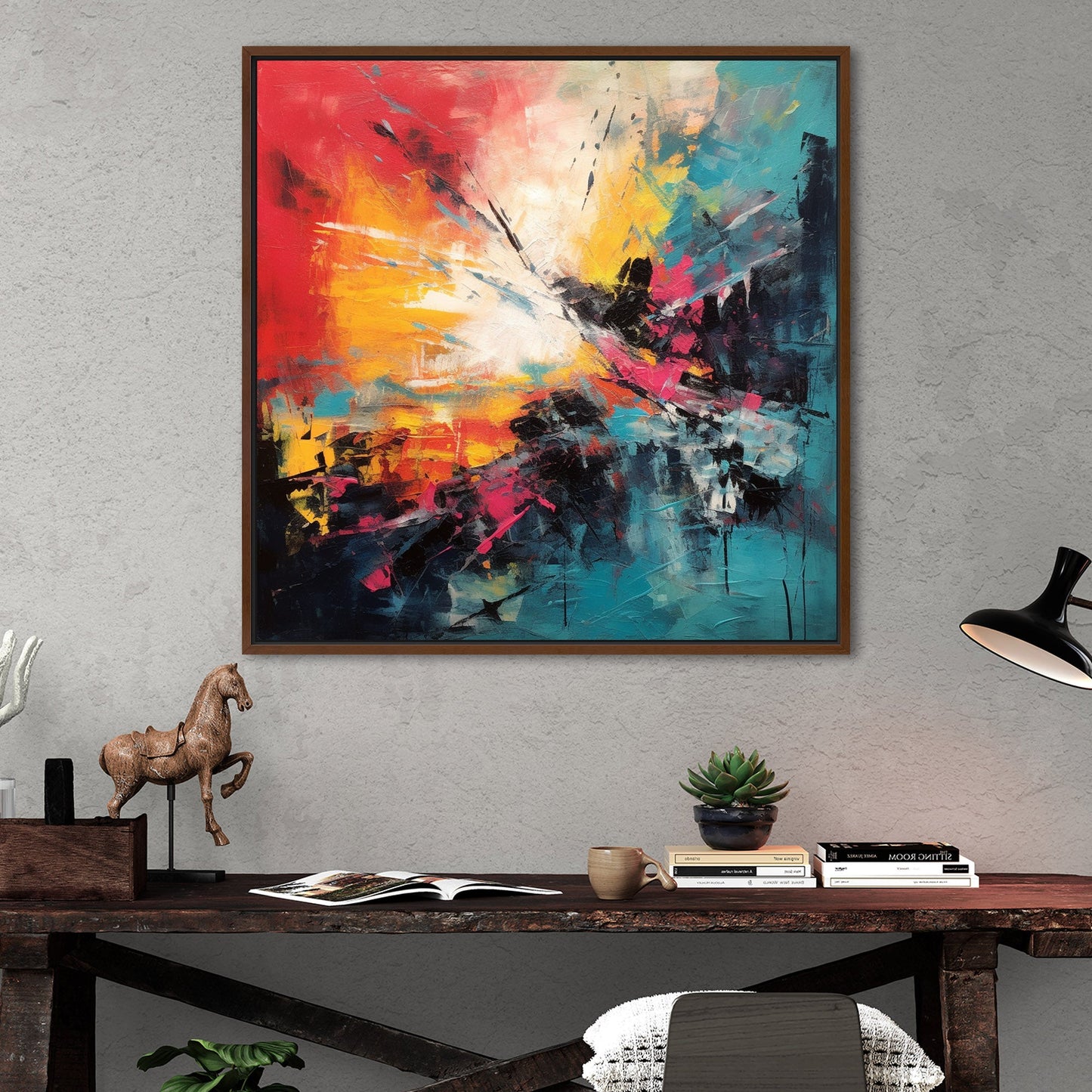 Abstract office decor with vibrant brushstrokes - Energy Explosion