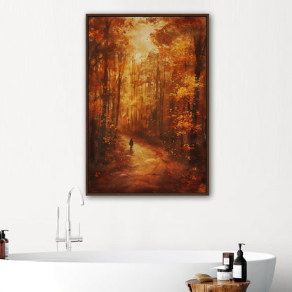 Autumn landscape in brown and orange - Ethereal Wanderer in Rembrandt's Autumn Forest