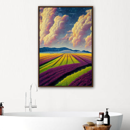 Surreal Whimsical Grape Fields Landscape Illustration - The Grape Sky