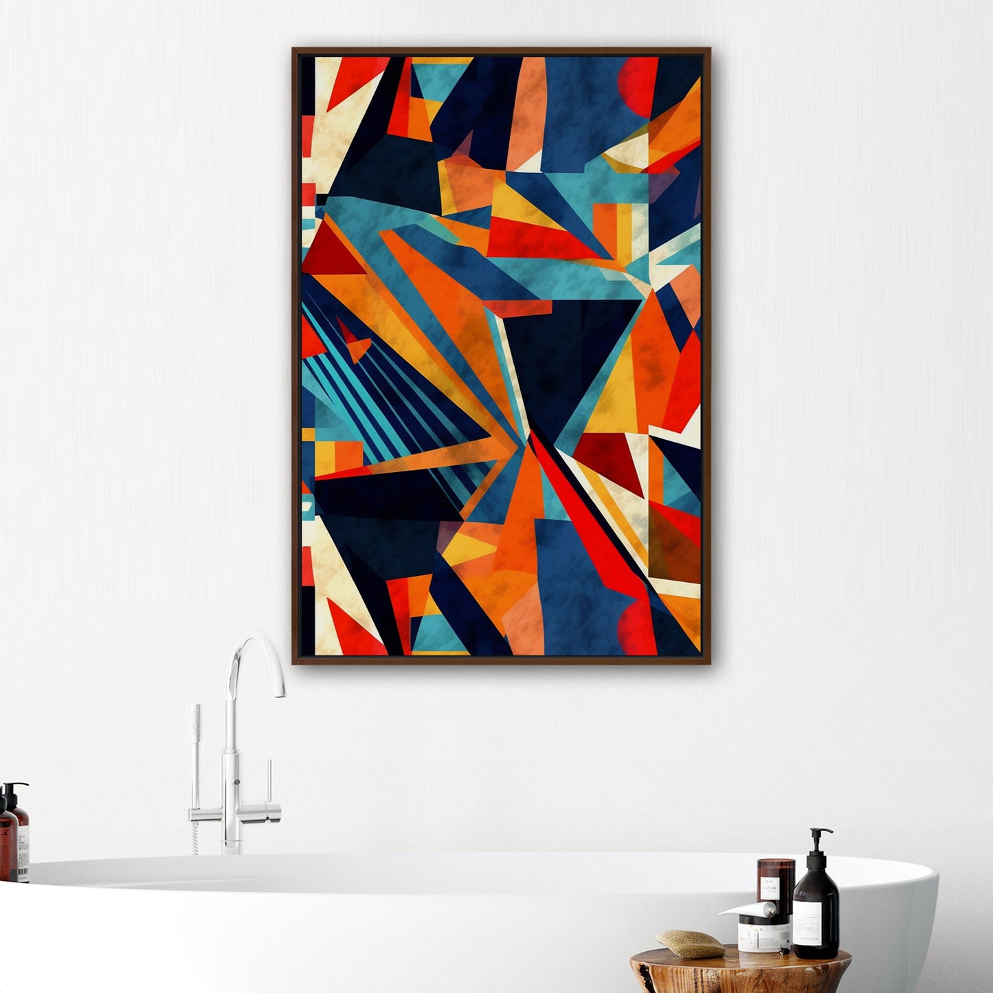 Bold, abstract wall art with geometric shapes and vibrant colors - Transformative Abstraction