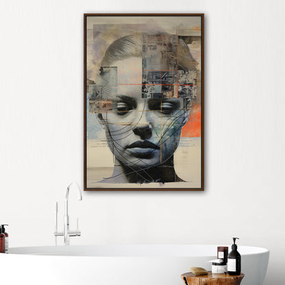 Mixed Media Portrait of a Somber Woman - Spectrum of Reflection