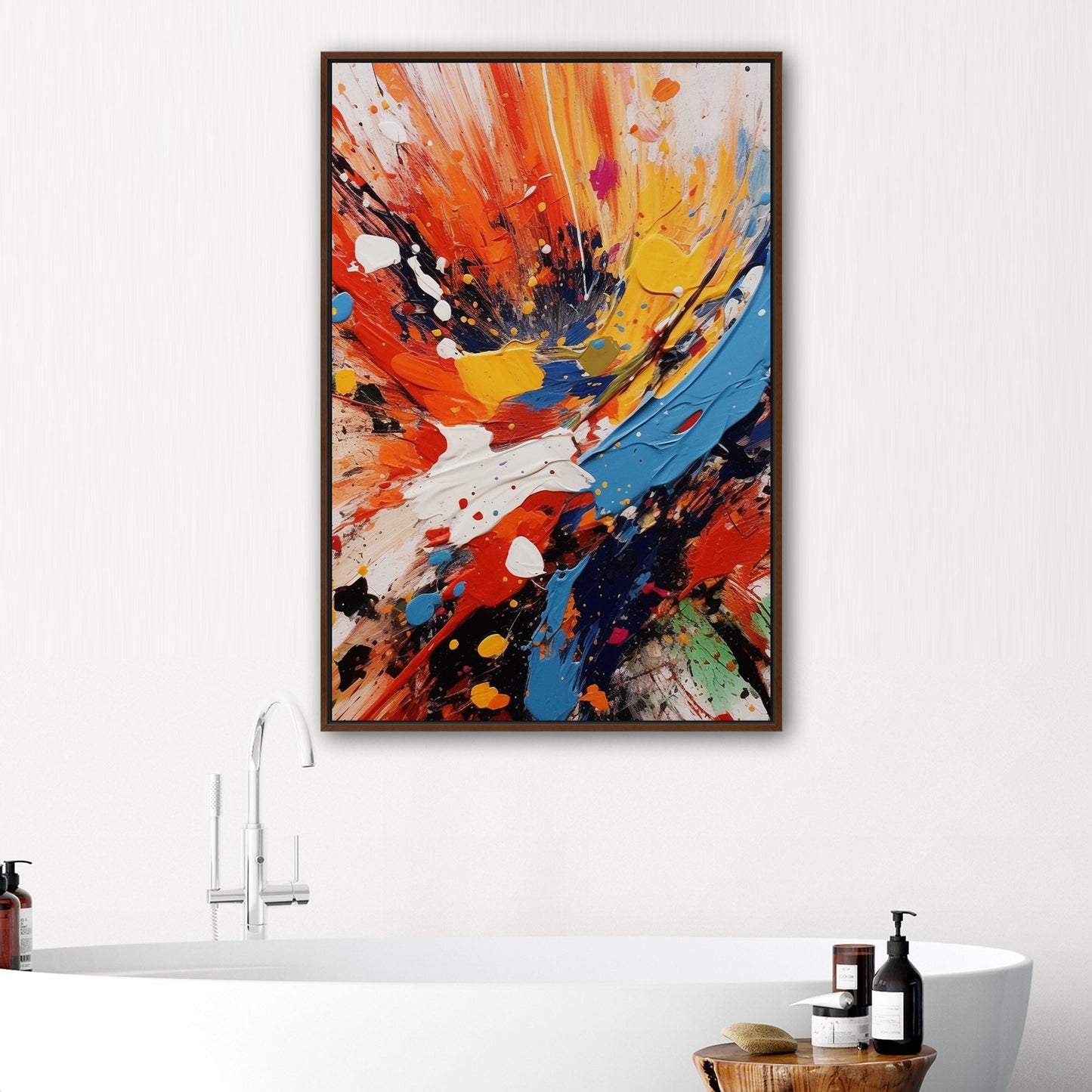 Vibrant abstract with dynamic paint splatters print - Energy Burst