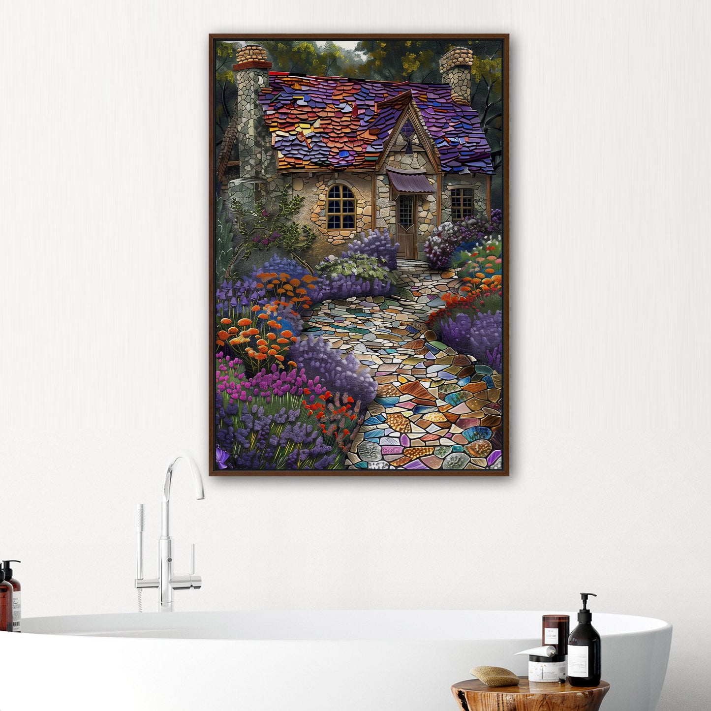 Print of mosaic of crushed glass and lavender - Ethereal Elegance