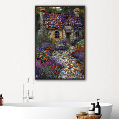 Print of mosaic of crushed glass and lavender - Ethereal Elegance