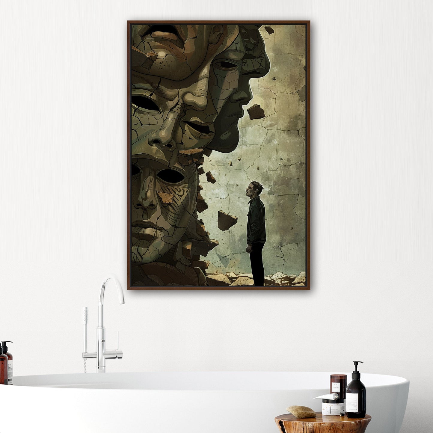 Wall art featuring man breaking through beliefs - Resilient Rebel