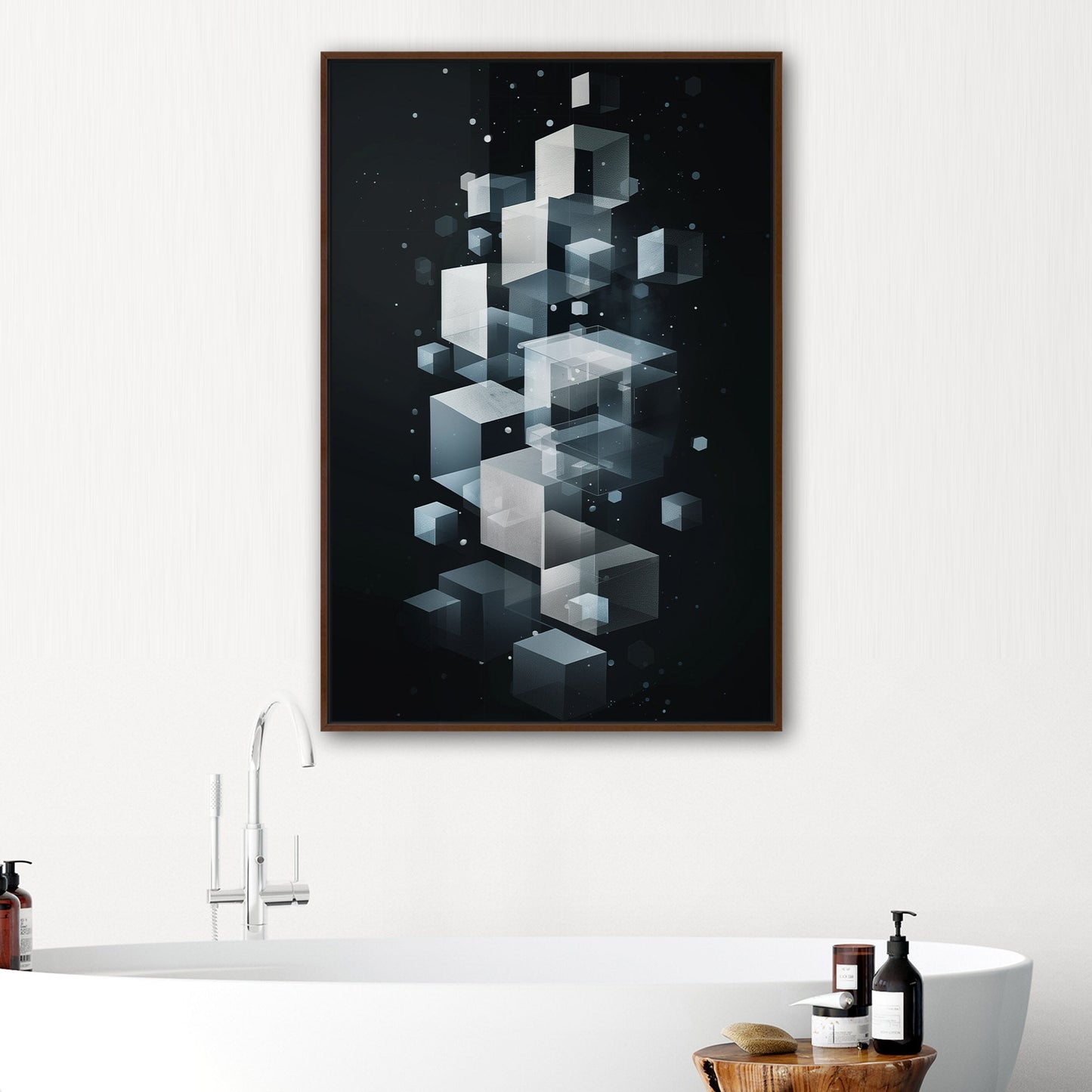 Abstract Geometric art for Office - Ethereal Cubic Serenity