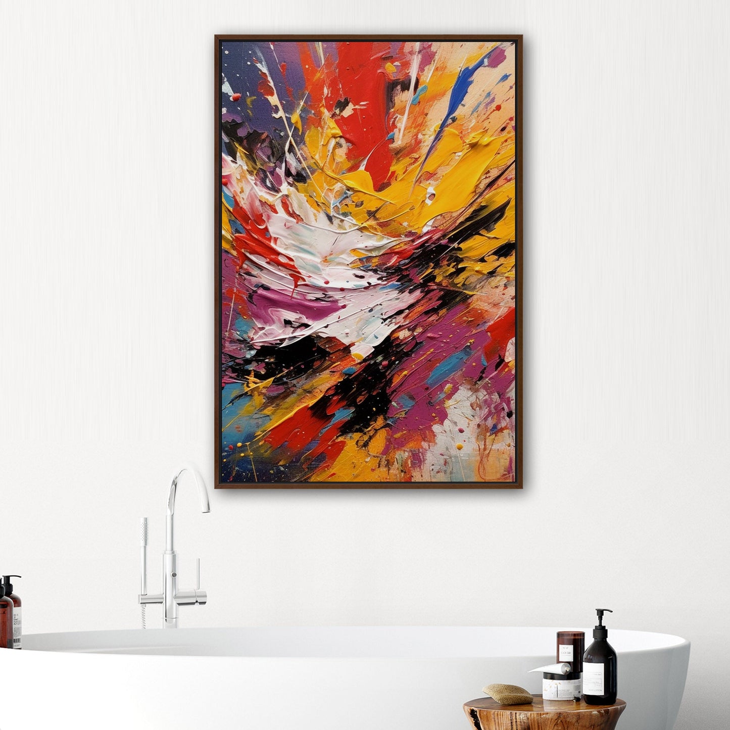 Vibrant abstract art piece with paint splatters - Eclectic Dream