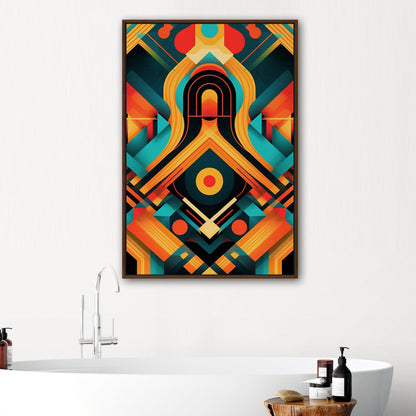 Art Deco Style Symmetrical Abstract Colorful Digital Render - Vibrant Textile Dance