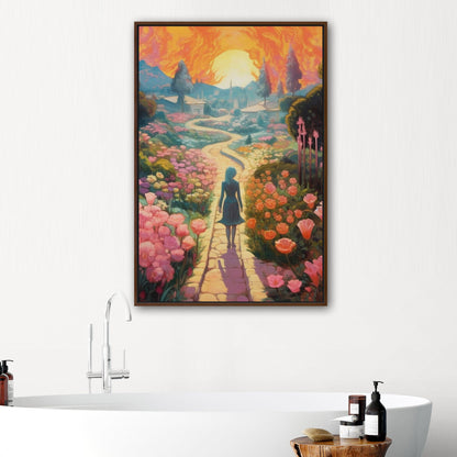 Child's Room Whimsical Fairytale Watercolor Landscape - Enchanted Floral Pathways