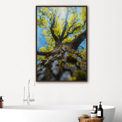 Photorealistic View of Tree Trunk, Branches and Sky - Enchanted Tree Under Sunlit Sky