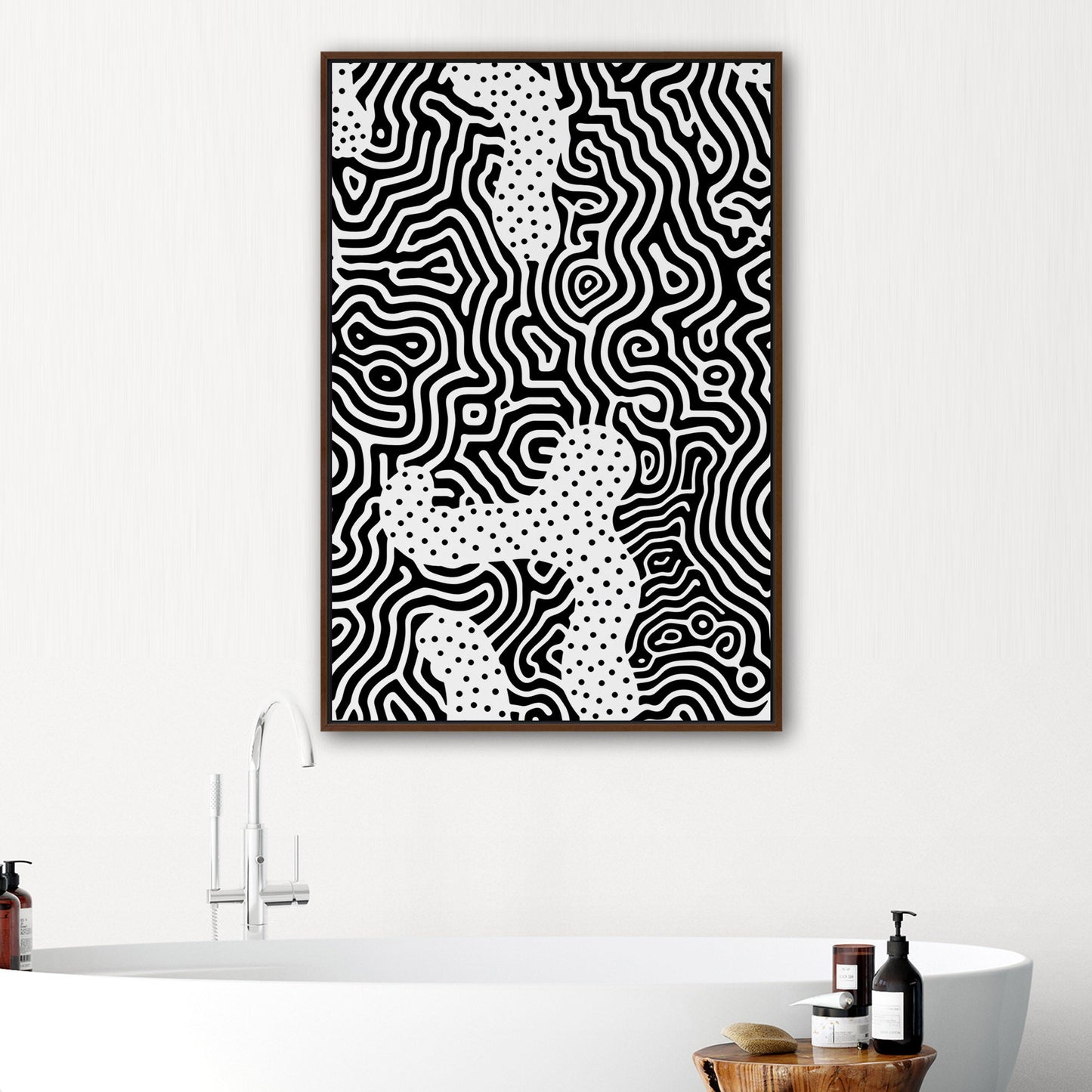 Dynamic abstract black and white brain coral texture print - Mesmerizing Monochrome Wavelengths