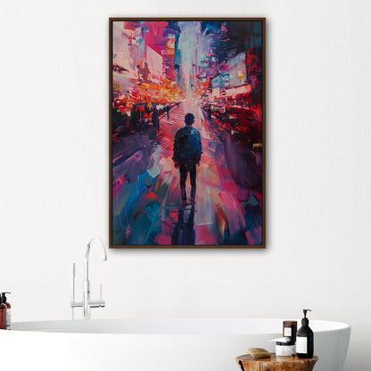 Impressionistic Painting of Modern City in Vibrant Pinks and Blues - Embrace the Vision