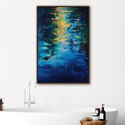 Mesmerizing abstract oil painting of water with vibrant ripples - Enchanting Oasis