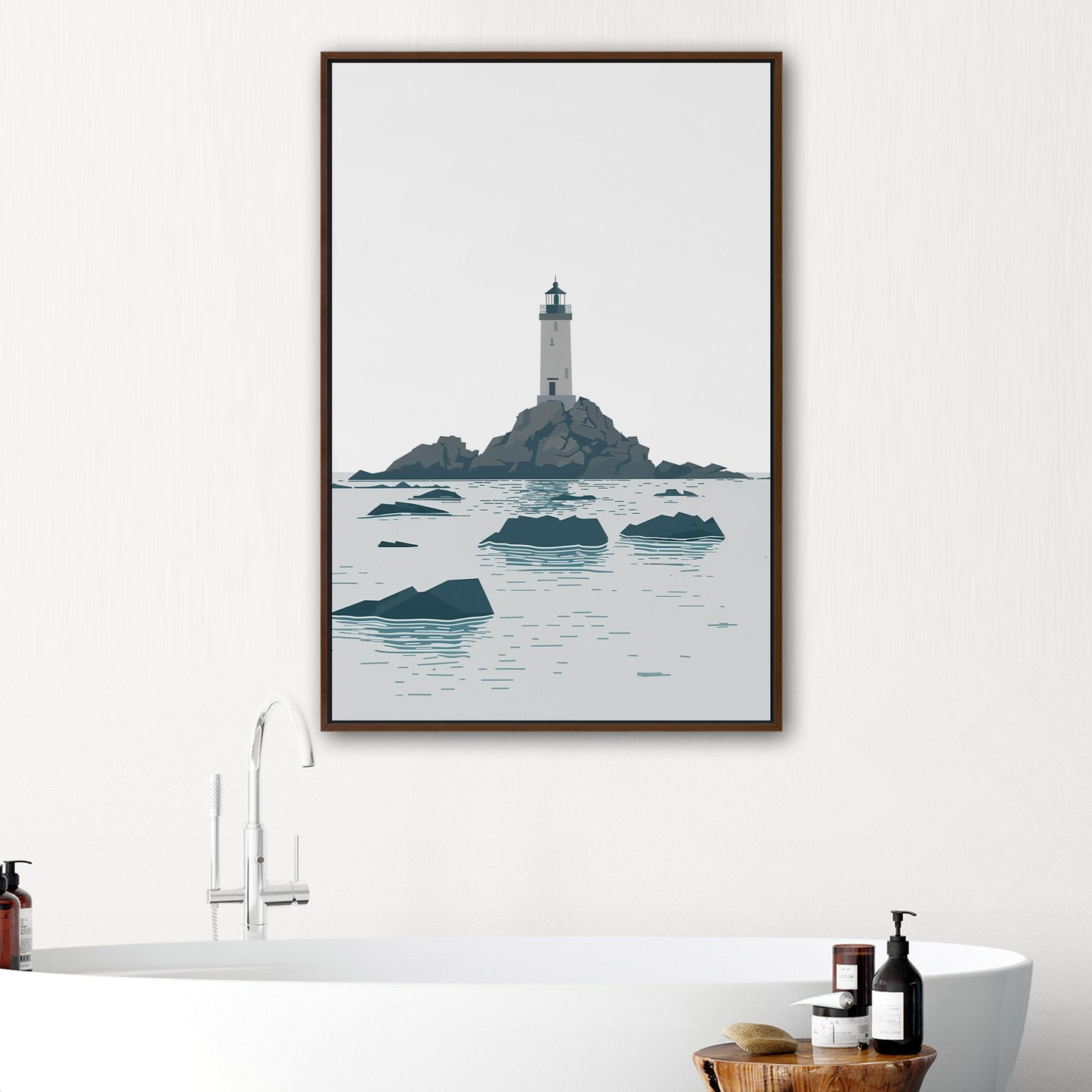 Minimalist Lighthouse Art in Retro Colors - Coastal Dreamer