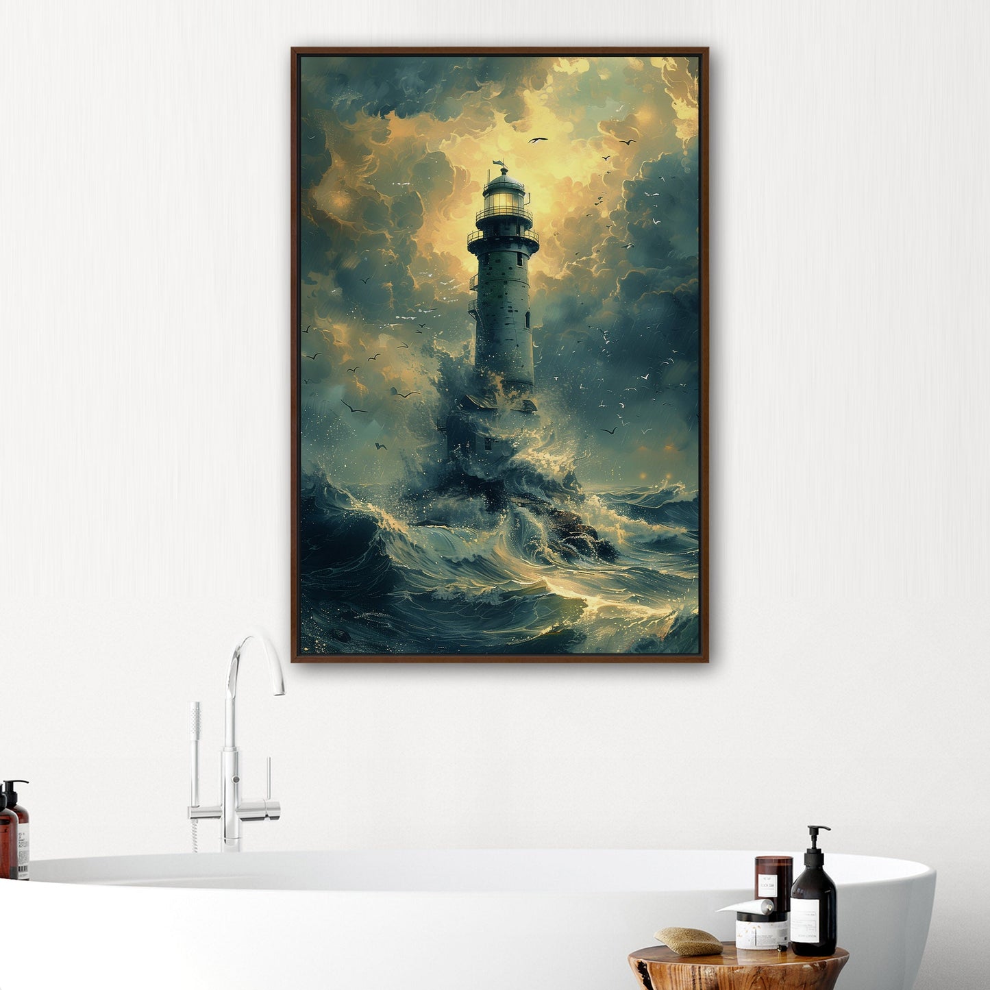 Handmade coastal lighthouse artwork - Illuminated Tranquility