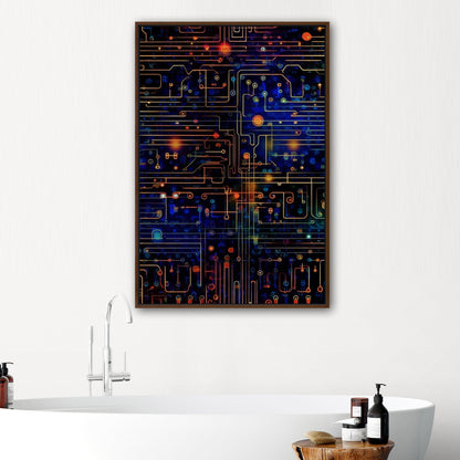 Impressionistic Circuit Board Painting - Binary Circuitry Revival