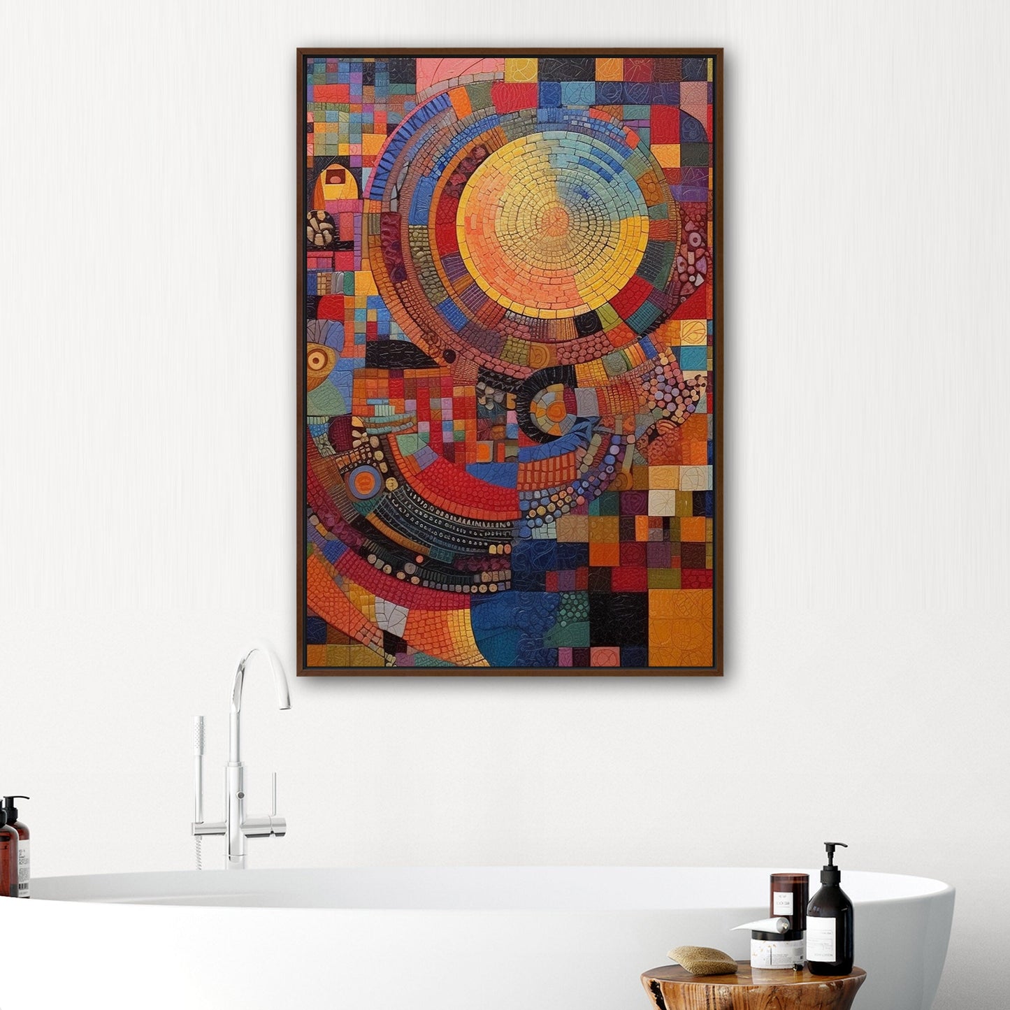 Colorful mosaic artwork with intricate patterns Vibrant Harmony - Enchanting Oasis