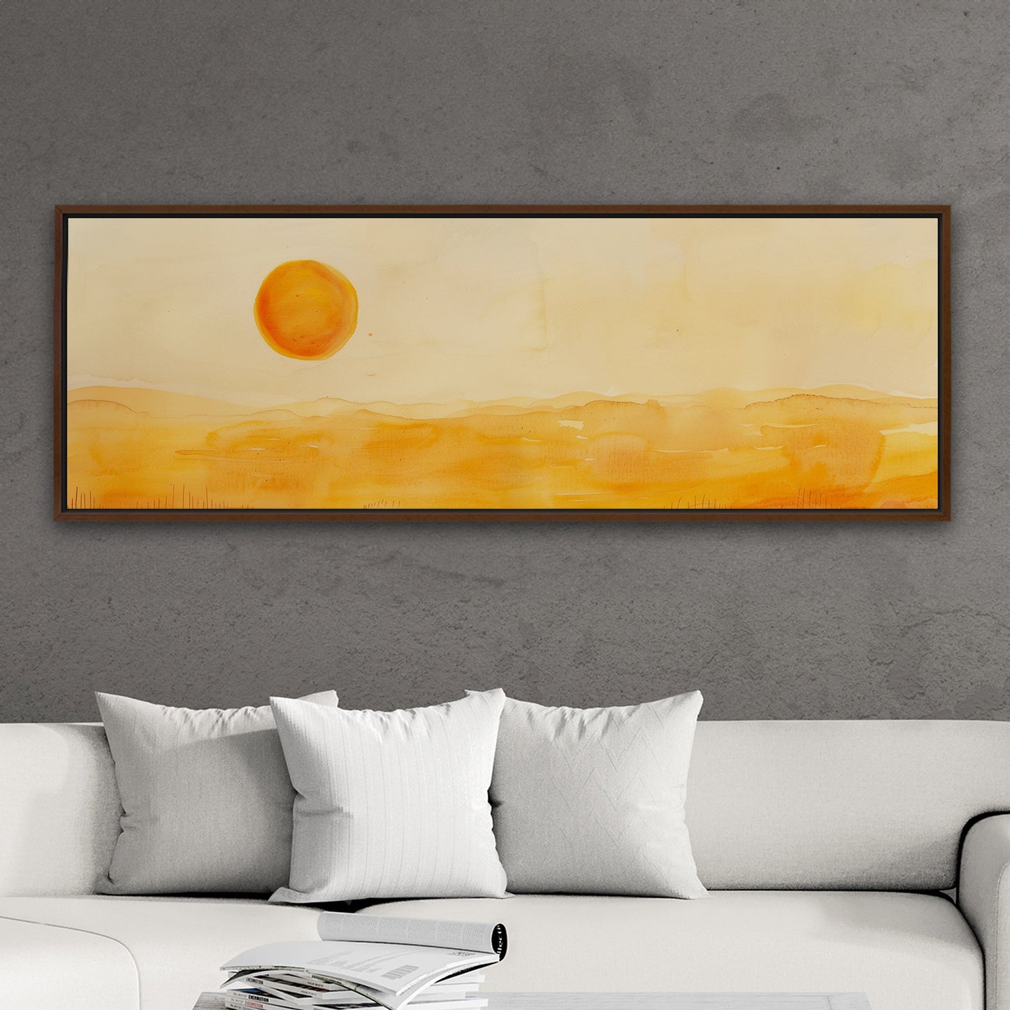 Tranquil desert vista in watercolor - Sunset Serenity