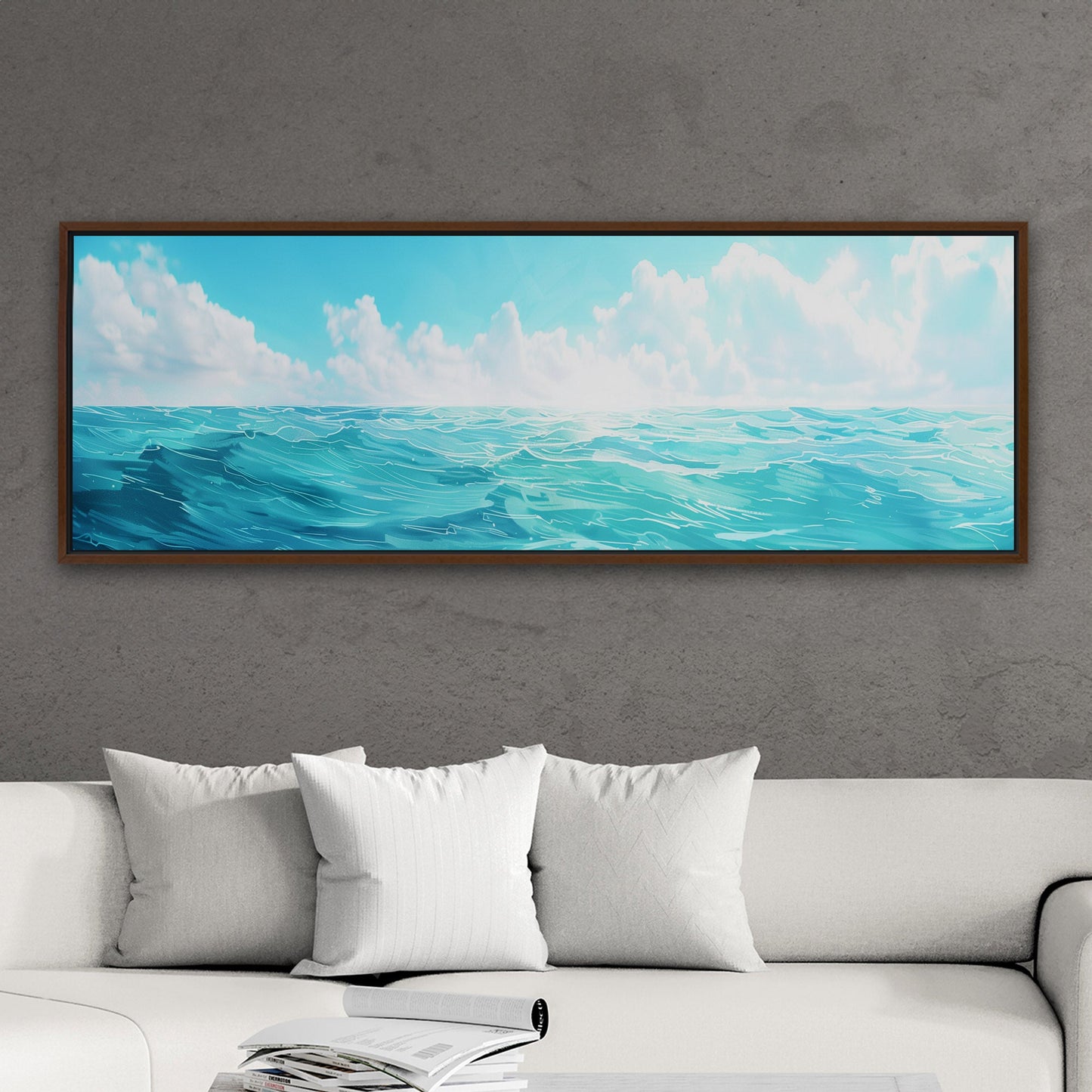 Tranquil ocean blues in minimalist design - Serenity Falls