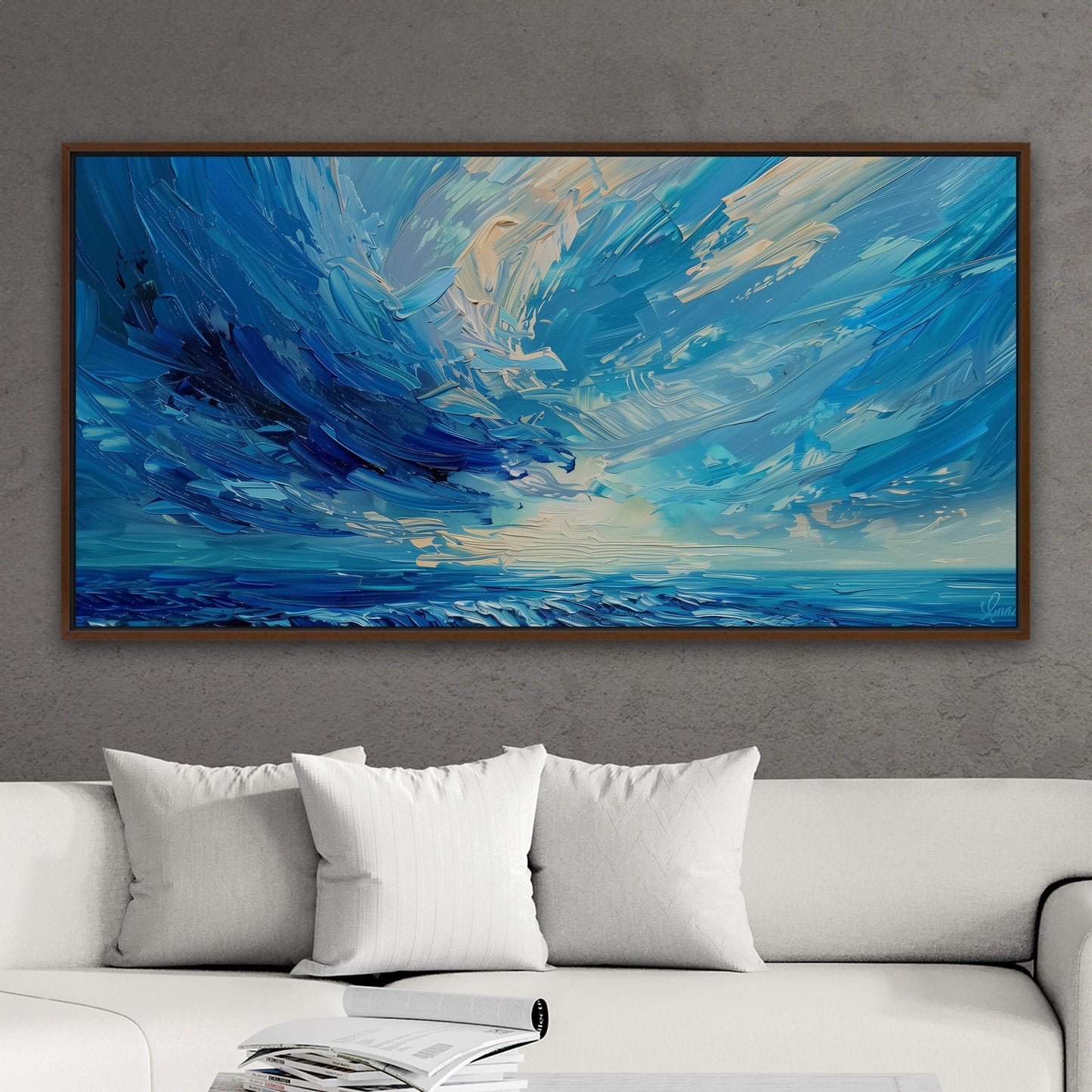 Elevate your space with this mesmerizing - Vibrant Abstract Ocean Brushstroke Art