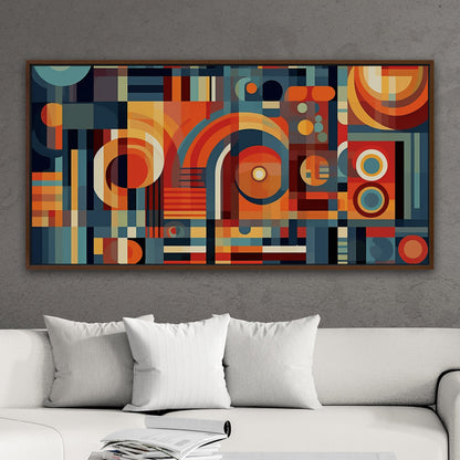 Geometric Shapes Abstract in Blues and Oranges - Geometric Illusion Harmony