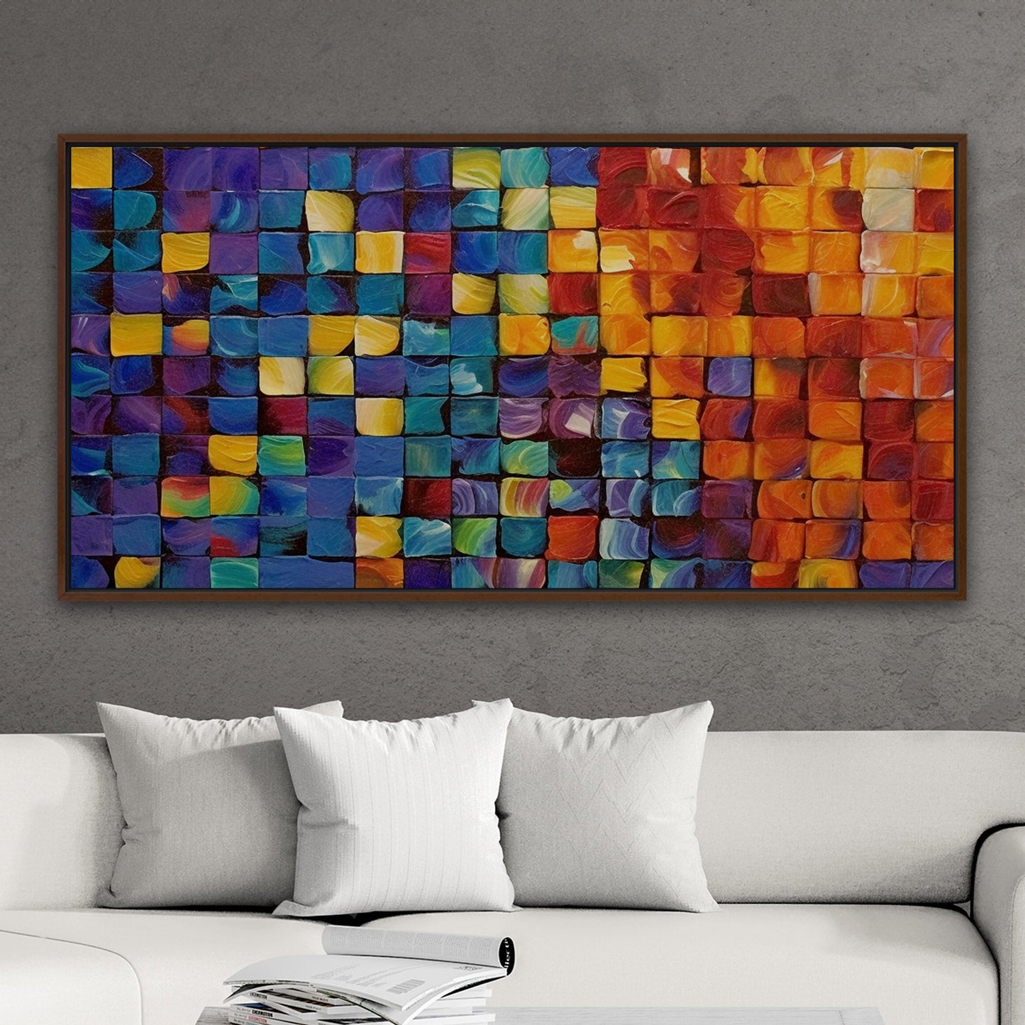 Colorful abstract squares textured painting - Formation Function