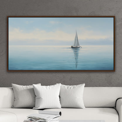 Tranquil seascape with solitary sailboat - Peaceful Horizon