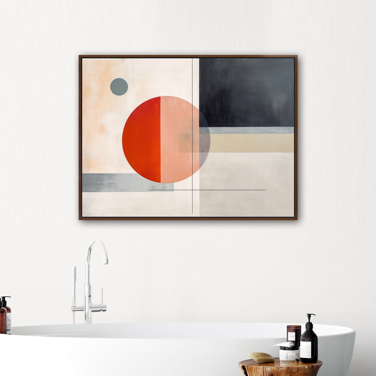 Geometric Minimal Abstract Shapes in Black, White and Red - Ethereal Whispers